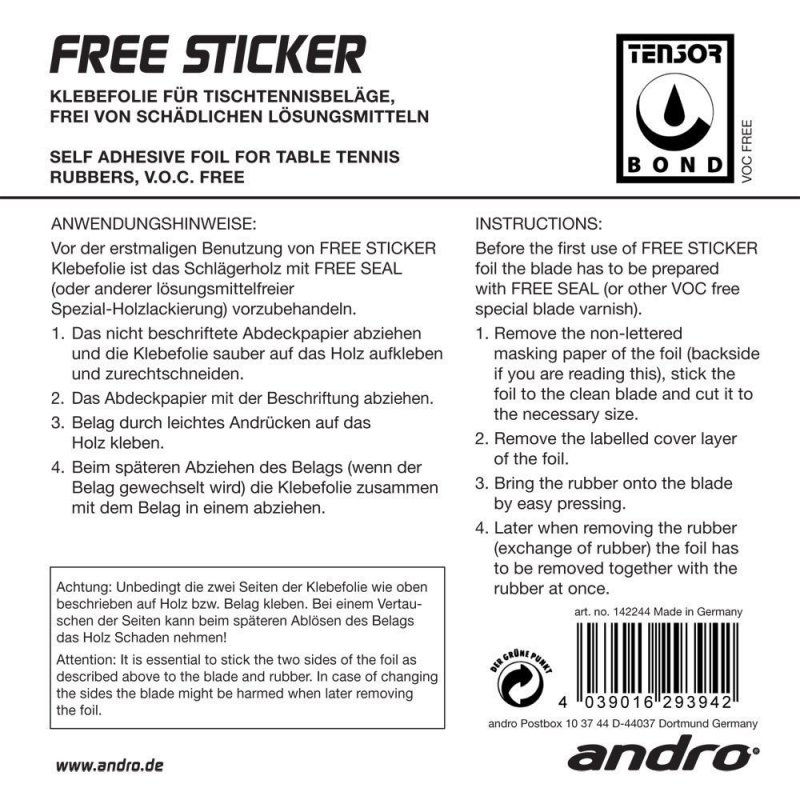 andro Free Sticker Belag-Klebefolie