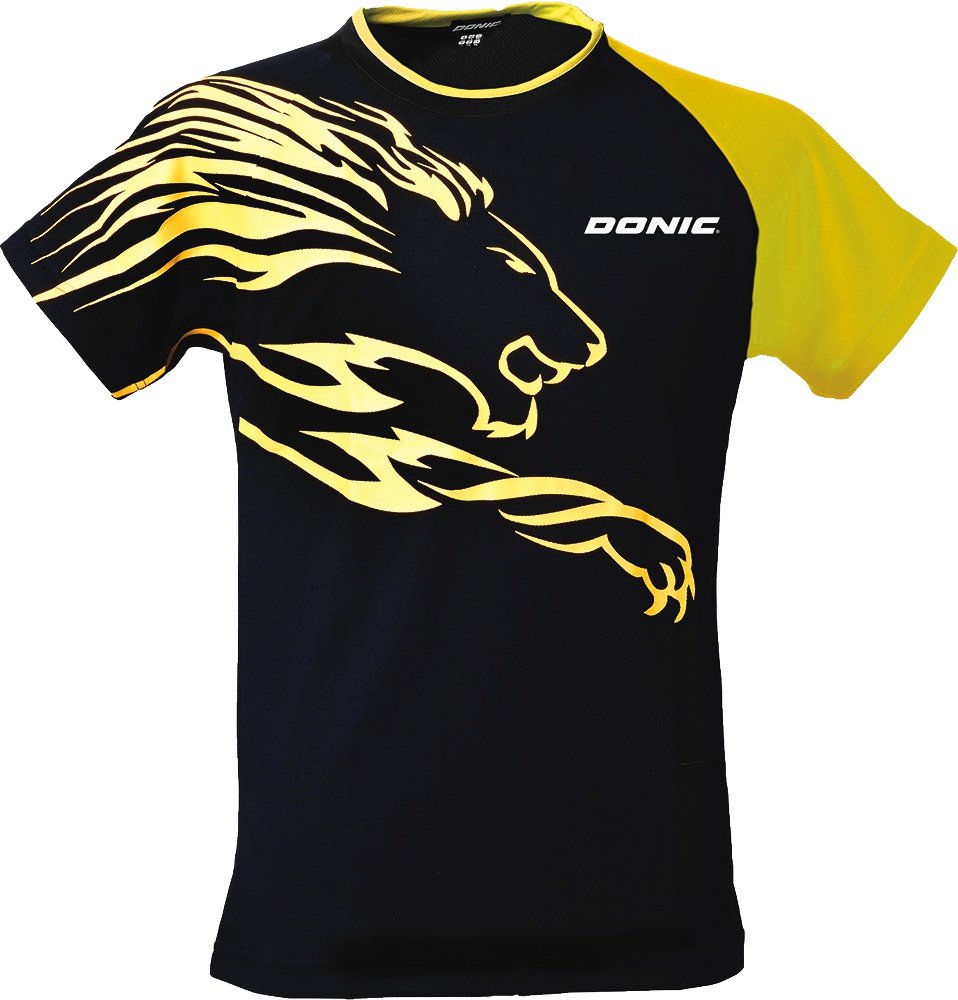 DONIC T-Shirt Lion – Funktionsshirt In L, Schwarz/gelb Mit Löwenmotiv